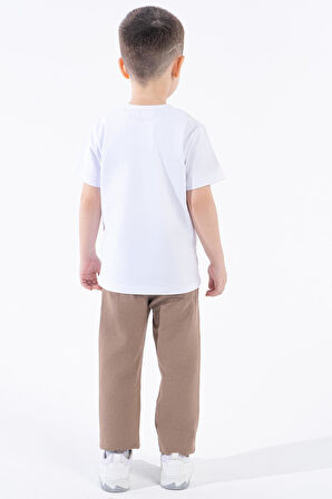 Erkek Çocuk Türk Bayraklı Beyaz Tshirt Penye