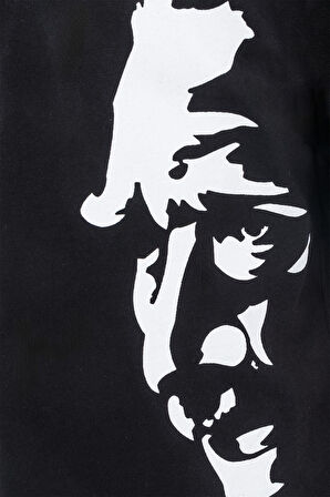 Kız Çocuk Atatürk Siluet Baskılı Siyah Tshirt