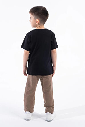 Erkek Çocuk Atatürk Siluet Baskılı Siyah Tshirt