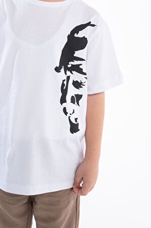 Erkek Çocuk Atatürk Siluet Baskılı Beyaz Tshirt