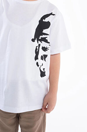 Erkek Çocuk Atatürk Siluet Baskılı Beyaz Tshirt