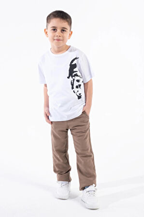 Erkek Çocuk Atatürk Siluet Baskılı Beyaz Tshirt