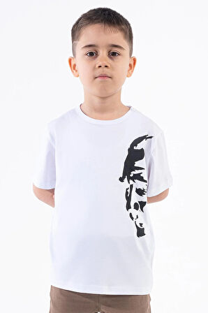 Erkek Çocuk Atatürk Siluet Baskılı Beyaz Tshirt