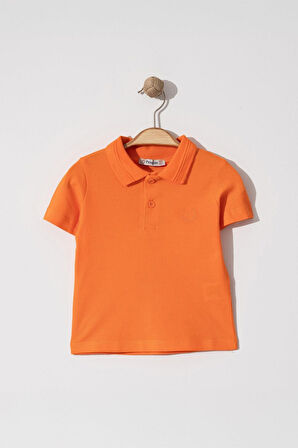 Erkek Çocuk Basic Turuncu Polo Yaka Tshirt 6-9 Yaş