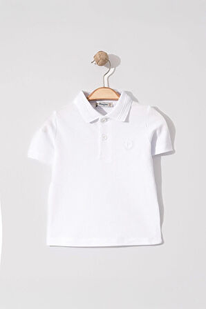 Erkek Çocuk Basic Beyaz Polo Yaka Tshirt 10-13 Yaş