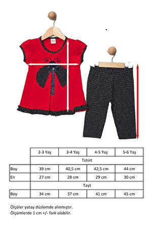 Kız Çocuk Uğur Böceği Tshirt Tayt Yazlık Takım (Saç Bandı Hediyeli) 2-3-4-5 Yaş Seçenekli