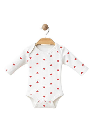 Uzun Kol Bebek Zıbın 3 Adet Kalp Body