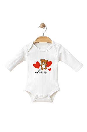 Uzun Kol Bebek Zıbın 3 Adet Kalp Body