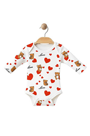 Uzun Kol Bebek Zıbın 3 Adet Çilek Body