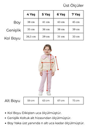 Kız Çocuk Sweat Tayt Takım Kurdele Yaka 4-7 Yaş