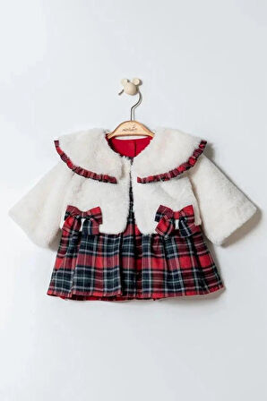 Kız Bebek Yılbaşı Konsept Beyaz Bolerolu Elbise