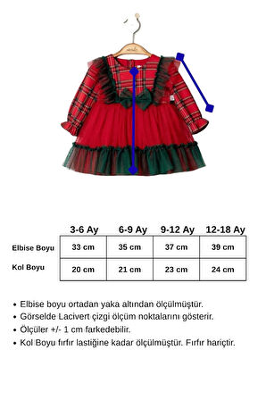 Kız Bebek Yılbaşı Konsept Tütü Etekli Kırmızı Elbise