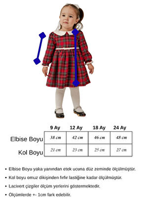 Kız Bebek Yılbaşı Konsept Kırmızı Ekose Elbise Garnili