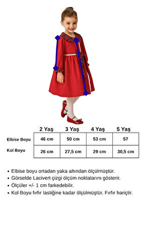 Kız Çocuk Yılbaşı Konsept Fiyonklu Kırmızı Elbise