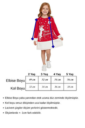 Kız Çocuk Yılbaşı Konsept Penye Elbise Siluet Geyik 