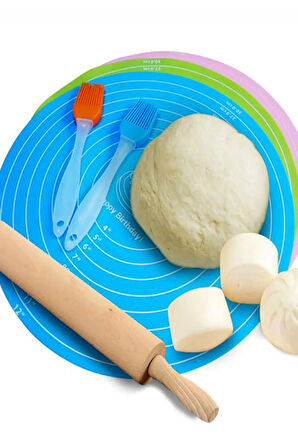 Yuvarlak Yapışmaz Premium Kalite Ölçülü Silikon Hamur Açma Matı 30cm /kek Pasta Pişirme Kağıdı İşlevli