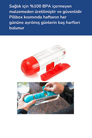 Pratik İlaç Kutusu Su Matara Sızdırmaz Akıtmaz Şişe,Suluk Hazneli Fonksiyonel Kolay Taşınabilir