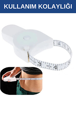 Sporcu Baş Ve Vücut, Kafa Çevresi Ölçüm Aleti Bel Ölçme Metresi Mezura Terzi Ölçüm Aleti Beyaz