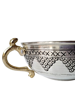 Gaziantep El İşçiliği Dövme Gümüş Bakır Ayran Tası 12x12x6cm