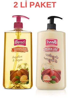 Benri Şampuan ve Saç Kremi Set Angelica & Argan 1000 ml