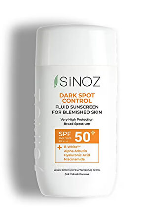 Sinoz SPF 50+ Lekeli Ciltlere Özel Sıvı Güneş Kremi – Leke Karşıtı, Hafif Yapı, Yüksek Koruma, 50 ml