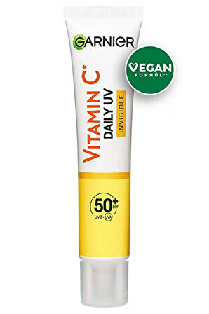 Garnier C Vitamini Parlak Günlük Güneş Koruyucu Yüz Kremi – Işıltılı Dokulu, SPF 50+ Fluid, 40 ml