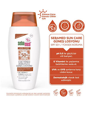 Sebamed Sun Care Suya Dayanıklı SPF 50+ Güneş Koruyucu Losyon – Yüksek Koruma, Hassas Ciltler İçin, 150 ml