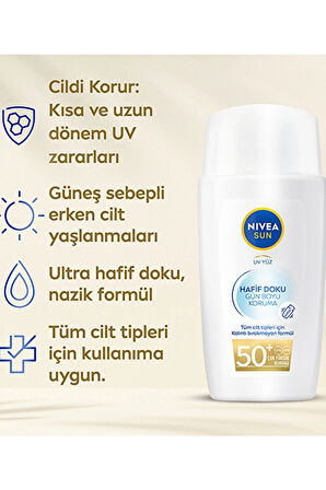 Nivea Sun Hafif Dokulu Güneş Koruyucu Yüz Kremi 50SPF 40 ml