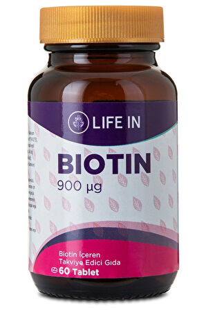 Life In Biotin Tablet – Saç, Cilt ve Tırnak Sağlığına Destek, 5000 mcg Biotin, 30 Tablet