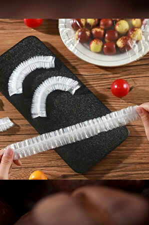 100'lü Esnek Lastikli Gıda Saklama Bonesi – Şeffaf Streç Kapak Seti | Tabak, Kase, Tencere, Meyve & Sebze Koruyucu | BPA İçermez, Sızdırmaz, Hijyenik