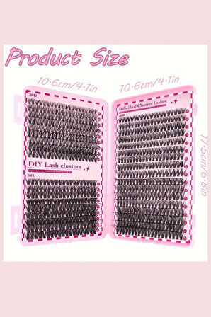 800 Parça Kendin Yap Sahte Kirpik Seti – 9-16mm Küme Kirpikler, Cımbız, Fırça, Yapıştırıcı ve Yağ Çıkarıcı ile Büyük Kapasiteli Kitap Seti