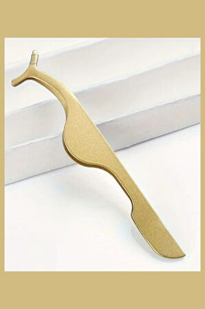 Profesyonel Paslanmaz Çelik Kirpik Cımbızı – Sahte Kirpik Uygulama Aracı, Hassas ve Kolay Kullanım, Altın Renk