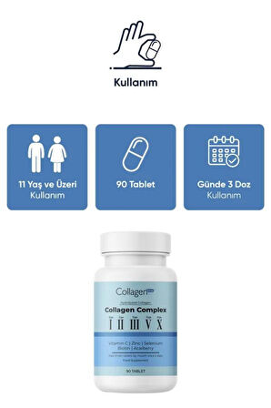 Collagen Complex 5 Tip Kolajen, Biotin, Çinko, Selenyum, Vitamin C & Açai