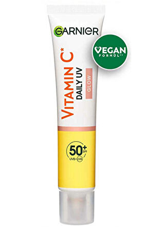 Garnier C Vitamini Parlak Güneş Koruyucu Yüz Kremi SPF50+ – Işıltılı Günlük Fluid Doku, 40 ml