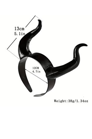 Retro Punk Cadılar Bayramı Boynuz Başlık – Keçi Boynuzu Esintili Anime Pop Sanat Tasarım, Pluş Tüy Detaylı,-Siyah