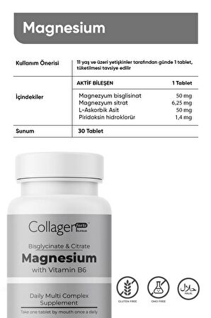 Magnezyum Bisglisinat & Sitrat, Vitamin B6, Vitamin