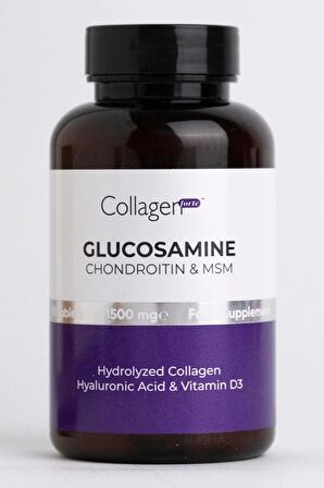 Collagen Glucosamine, Chondroitin & Msm, Hidrolize Kolajen, Vitamin D3, 1500 mg x 90 Tablet