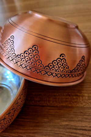 İşlemeli Bakır Çorba,Salata,Ayran Kasesi