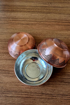 İşlemeli Bakır Çorba,Salata,Ayran Kasesi