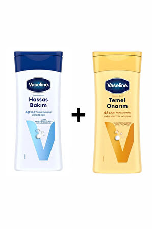 Vaseline Vücut Losyonu Temel Onarım Kuru Ciltler İçin 200 ml ve Hassas Bakım Kuru Çok Kuru ve Hassas Ciltler İçin 200 ml