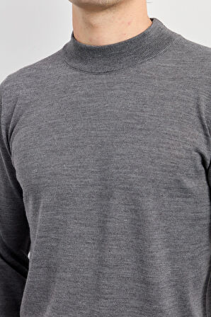 Erkek Basic Yarım Balıkçı İnce Triko Kazak Füme