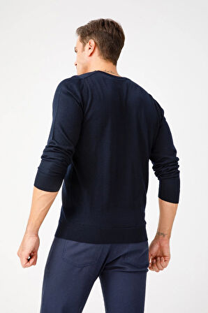 Erkek Basic V Yaka İnce Triko Kazak K.Lacivert