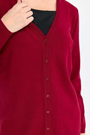 Kadın Likralı Basic Uzun Kollu V Yaka Hırka V.Çürüğü