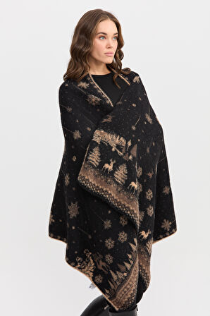 Kadın Kırk Yama Desenli Sakallı İpten Büyük Şal 27