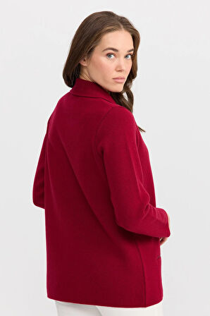 Kadın Polo Yaka Cebi Fermuarlı Yün Hırka V.Çürüğü