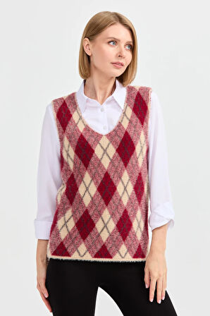 Kadın Baklava Desenli Süveter 36