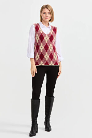 Kadın Baklava Desenli Süveter 36