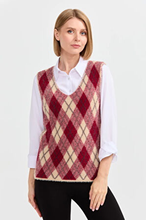 Kadın Baklava Desenli Süveter 36