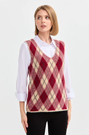 Kadın Baklava Desenli Süveter 36