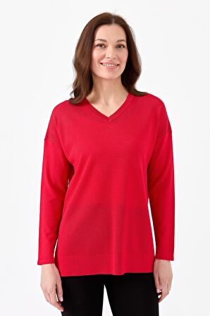 Kadın V Yaka İnce Bluz N.Çiçeği